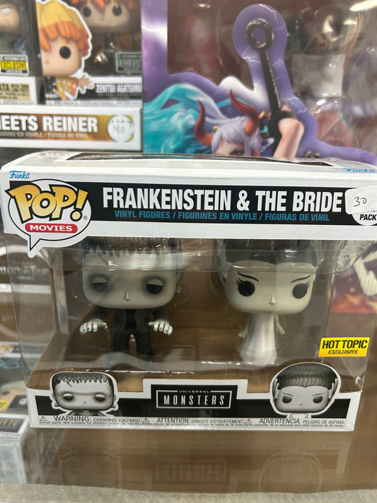 **NOT MINT** FUNKO POP! MOVIES Frankenstein & The Bride 2-Pack Hot Topic Exclusive