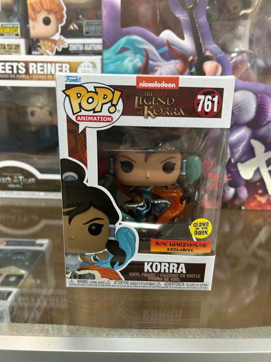 **NOT MINT**  FUNKO POP! ANIMATION Korra Glow in the Dark Metallic #761 Box Warehouse Exclusive